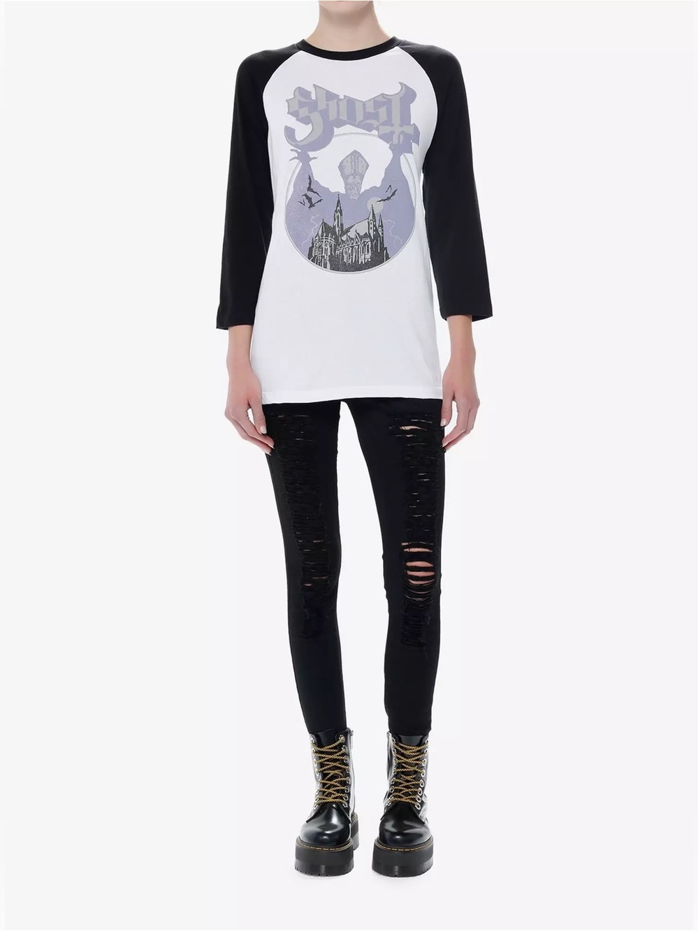 Ghost Band Papa Emeritus Cathedral Boyfriend Fit Girls Raglan T-Shirt